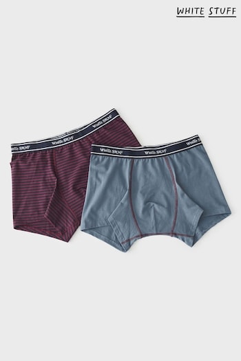 White Stuff Teal Blue Plain And Stripe Boxers 2 Pack (T86872) | £20