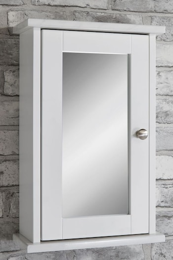 Lloyd Pascal White White Single Door Mirror Cabinet with Marble Effect Top (T86980) | £60
