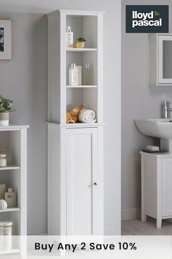Lloyd Pascal White White Tallboy with Marble Effect Top (T86983) | £160