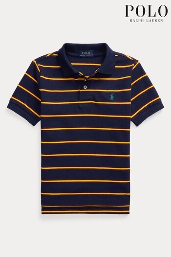 Polo Ralph Lauren Boys Blue Multi Striped Logo Ralph Polo Shirt (T87106) | £75 - £79