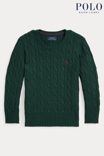 Polo Ralph Lauren Green Cable Knit Logo Jumper (T87305) | £105 - £115