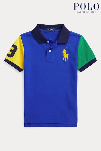 Polo Ralph Lauren Boys Blue Colourblock Logo Polo Shirt (T87637) | £75 - £79