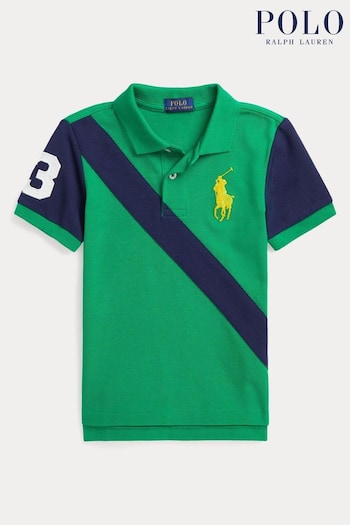 Polo Ralph Lauren Boys Green with Banner Large Logo Polo Shirt (T87762) | £75 - £79
