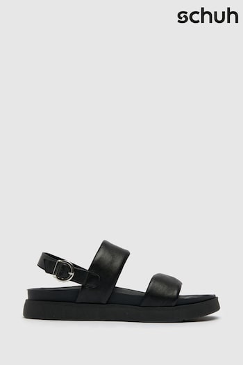 Schuh Tasha Black Leather Double Band Sandals (T87902) | £40
