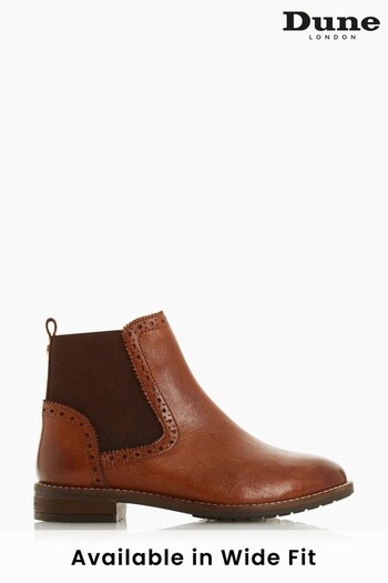 Dune London Quant Wide Fit Brogue Brown Chelsea Boots (T87906) | £99