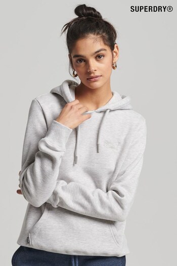 Superdry Grey Organic Cotton Vintage Logo Embroidered Hoodie (T88205) | £45