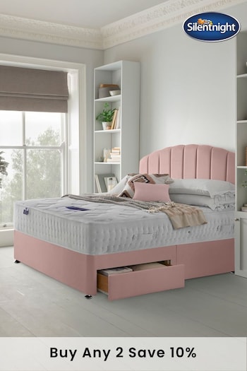 Silentnight Pink Mirapocket 2000 Memory Mattress and 2 Drawer Velvet Divan Base Bed Set (T88362) | £910 - £1,120