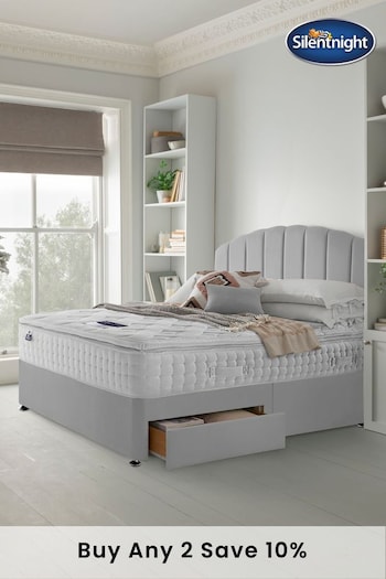 Silentnight Grey Mirapocket 2800 Memory Pillow Top Mattress and 2 Drawer Divan Base Bed Set (T88367) | £770 - £1,270