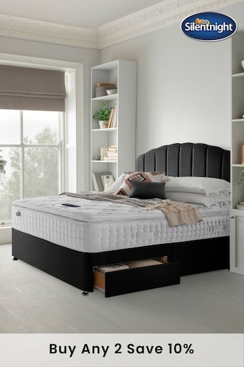 Silentnight Black Mirapocket 2800 Memory Pillow Top Mattress and 2 Drawer Divan Base Bed Set (T88368) | £770 - £1,270