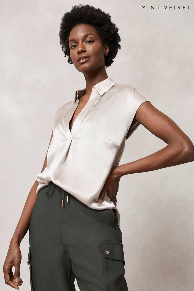 White silk 2025 shirt womens