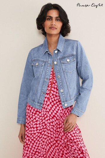 Phase Eight Blue Caitlin Cropped Denim Jacket (T88898) | £85