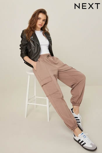 Taupe Jersey Parachute Cargo Trousers (T88929) | £42