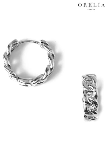 Orelia London Silver Chain Huggie Hoop Earrings (T89089) | £18