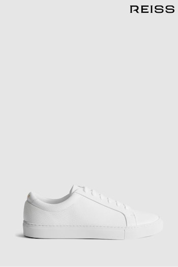 Reiss White Luca Grained Leather Trainers (T89336) | £158