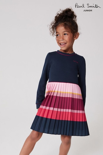 Paul Smith Junior Girls Long Sleeve Pleated Dress (T89504) | £54