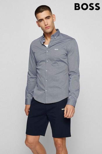 BOSS Grey Blue Biadia Long Sleeve Shirt (T89629) | £99