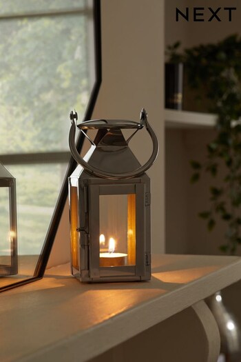 Silver Small Metal And Glass Lantern (T89643) | £9