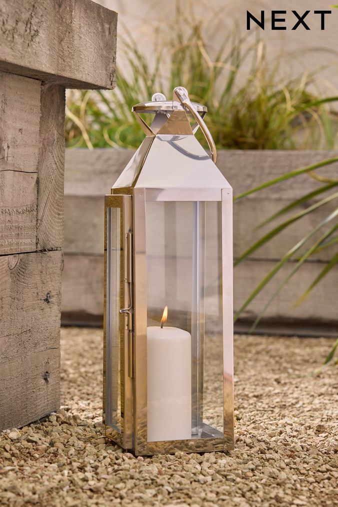 Chrome candle lantern deals