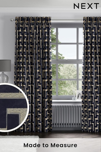 Blue Luxe Fretwork Made to Measure Curtains (T89649) | £137