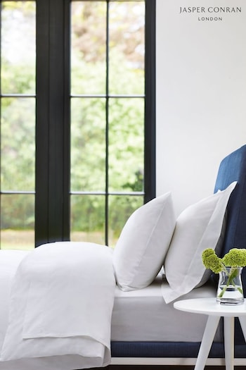 Gifts for Him White Organic Cotton 300 Thread Count Percale Weave Plain Duvet Cover (T89701) | £90 - £115