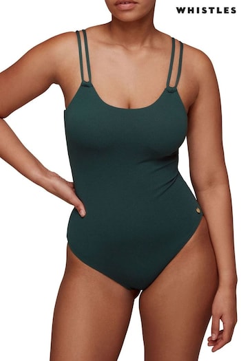 Whistles Green Double Strap Textured Swimsuit (T90430) | £75
