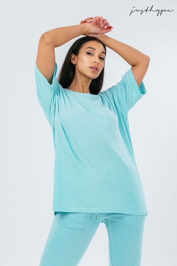 Hype Mint Green Washed Scribble Logo Oversized T-Shirt (T90452) | £25