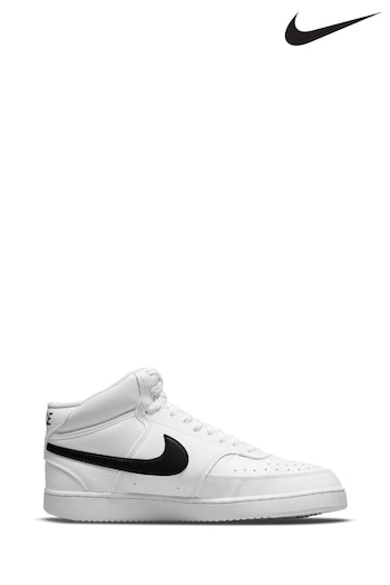 Nike White/Black Court Vision Mid Trainers (T91077) | £80