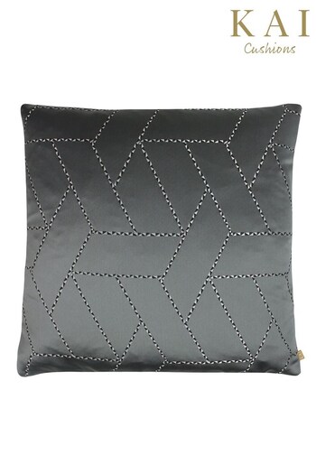 Kai Grey Hades Geometric Metallic Feather Filled Cushion (T91519) | £40
