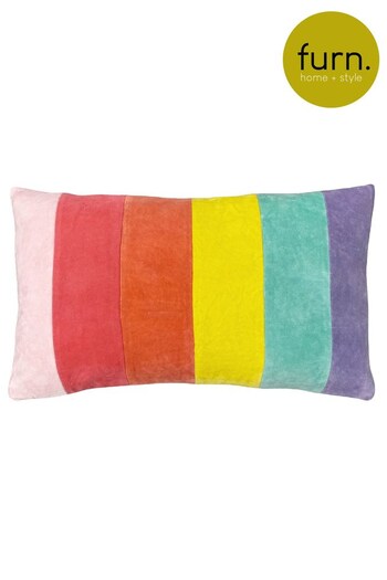 furn. Purple Rainbow Cotton Velvet Cushion (T91587) | £18