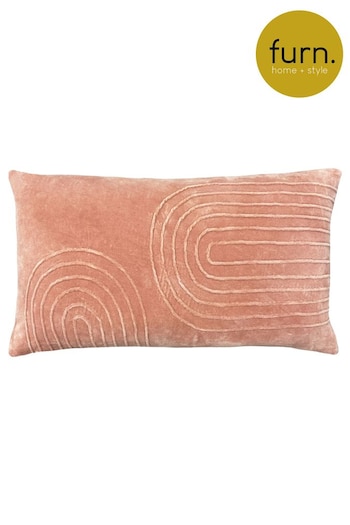 furn. Blush Pink Mangata Linear Cotton Velvet Cushion (T91596) | £17