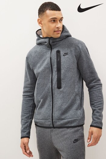 Nike Grey Tech Fleece Full-Zip Winterized Hoodie (T91606) | £125