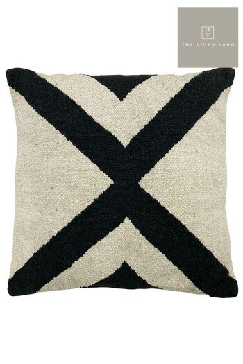 The Linen Yard Black Altai Jacquard Cotton Cushion (T91637) | £26