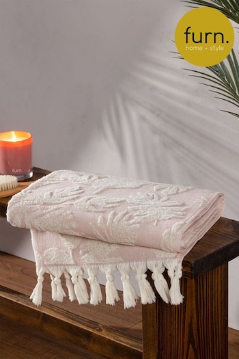 furn. Blush Pink Tropics Hamman Style Tassel Bath Towel (T91701) | £17