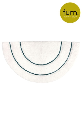 furn. Teal Blue Semi Circle Cotton Tufted Bath Mat (T91708) | £17