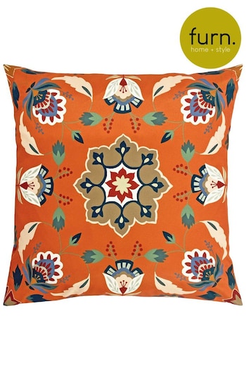 furn. Orange Folk Flora Water Resistant Outdoor Cushion (T91725) | £17