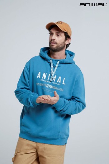 Animal Mens Blue Hayle Organic Hoodie (T92082) | £50