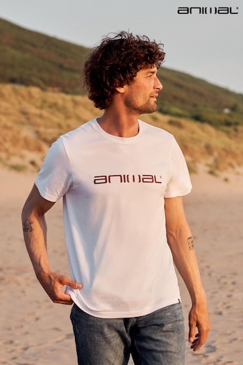 Animal Mens Classico White Organic T-Shirt (T92086) | £20