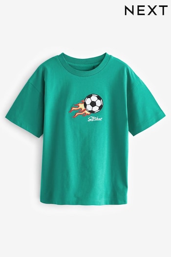 Green Football Embroidered T-Shirt (3-16yrs) (T92341) | £5 - £8