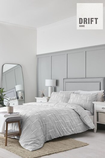 Drift Home Grey Linear Duvet Cover and Pillowcase Set (T92413) | £30 - £50