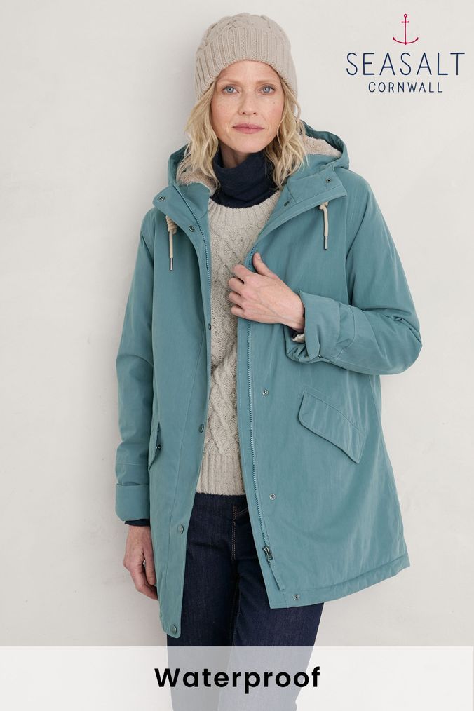 Seasalt Cornwall Blue River Sea Waterproof Coat (T92585) | £150