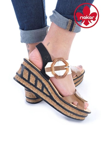 Rieker Brown Hook & Loop amarillas Sandals (T93347) | £65