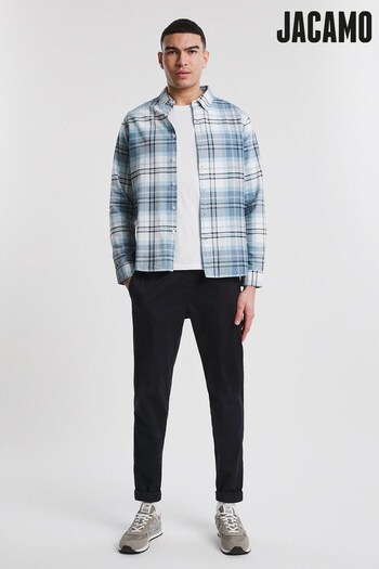 Jacamo Blue Long Sleeve Check Oxford Shirt (T93366) | £28