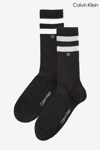 Calvin Klein Mens Black Striped Socks 2 Pack (T93605) | £14