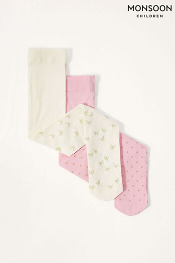 Monsoon Pink Baby Glitter Print Tights Twinset (T94055) | £12