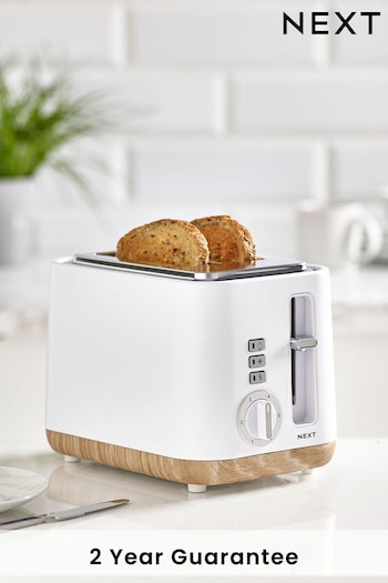 White Bronx Wood Effect 2 Slice Toaster (T94366) | £40