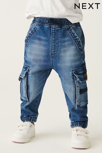 Mid Blue Denim Comfort Cargo Jeans long-sleeved (3mths-7yrs) (T94376) | £15 - £17
