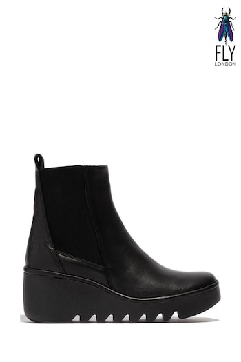 Fly London Bagu Black Wedge Boots Little (T94479) | £130