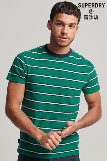 Superdry Green Organic Cotton Vintage Striped T-Shirt (T94928) | £23