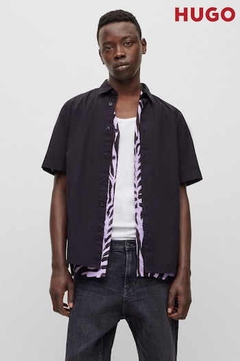 HUGO Black Stretch Cotton Short Sleeve Shirt (T95892) | £69