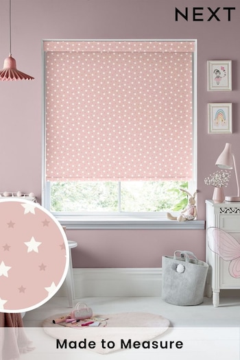 Blush Pink Kids Ditsy Stars Made To Measure Roller Blind (T96150) | £57